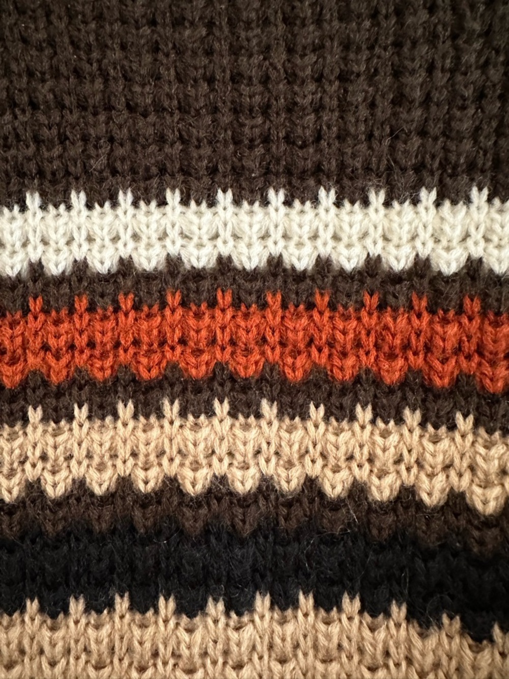 VTG Youngbloods Striped Knit Sweater Brown Rust Tan S Small Western Retro - Picture 5 of 9